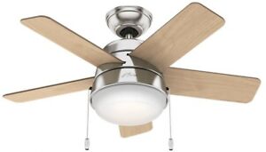 Tarrant 36 in LED Indoor Brushed Nickel Ceiling  Fan  with 