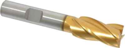Hertel 1/2'', 1'' LOC, 3/8'' Shank, 2-11/16'' OAL, 4 Flute, HSS Square End Mill, ...