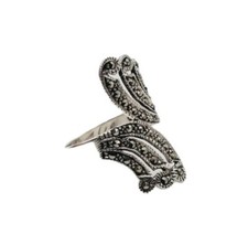 Sterling Silver 925 Marcasite Ring Size 8 Signed FAS Signed