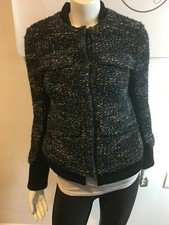 Thakoon 1219 Black Multicolor Boucle Tweed Lined Jacket Sz 4