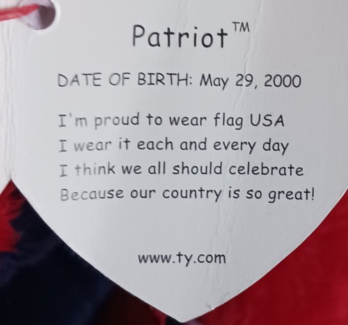 Ty Beanie Baby "Patriot" the Bear 2000 NWT - Picture 5 of 5