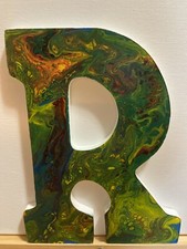 Hand Painted Wooden Initials Letter R