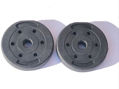 2 - 2KG/4.4 LB Weight Plates Disks Vinyl Black New Minor Scratches/Dents