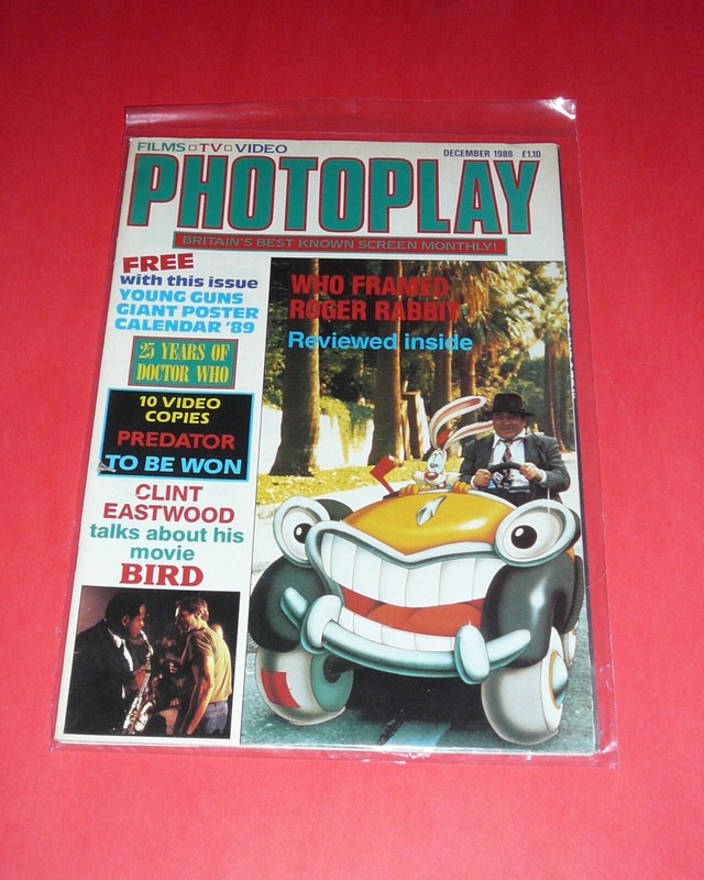 Vintage Photoplay UK Movies , Dec. 1988 Good condition Roger Rabbit Terry Garr