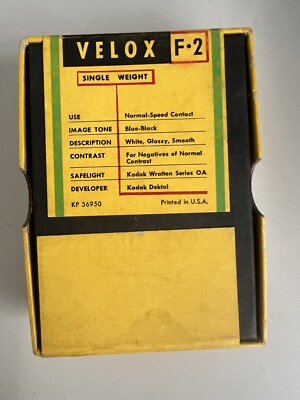 Papier Photo Kodak Velox F2, 2.5x3.5 Pouces, 100 Feuilles, Expiré 1954, Ouvert Jamais Utilisé