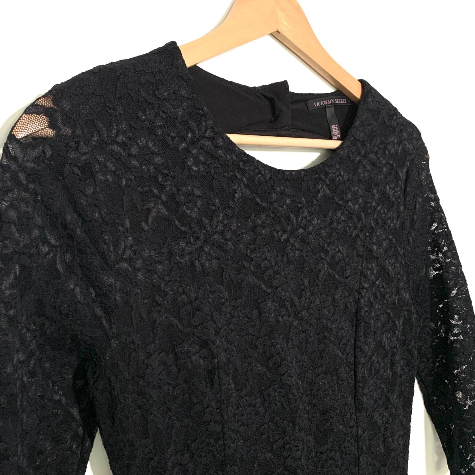 UNDERCOVER Abito skater Victorias Secret nero elasticizzato pizzo schiena aperta manica 3 4 XS