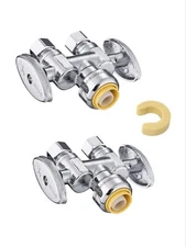 EFIELD 2 PCS 1/2" PUSH FIT X DUAL 3/8" OD COMP' 1/4 TURN  STOP VALVE 