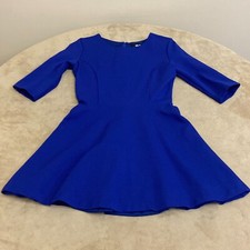 Lulus Womens Blue Round Neck 3/4 Sleeve Zipper  Mini Dress Size XS
