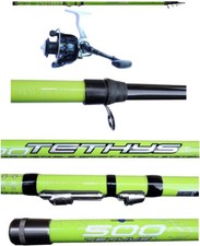 canna teleregolabile 5m carbonio + mini mulinello pesca trota torrente tocco tp