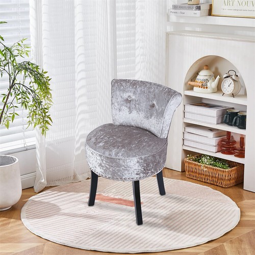 Softest Crushed Velvet Vanity Stool Widen Dressing Table Buttoned Chair Bedroom - Picture 6 of 18