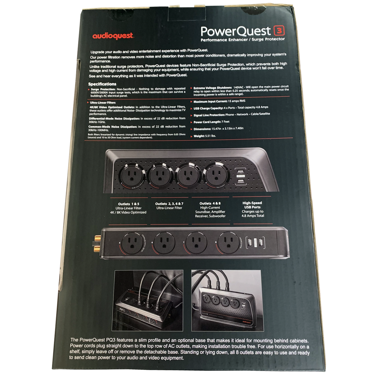 AudioQuest PowerQuest 3 8 Outlet Surge Protector eBay