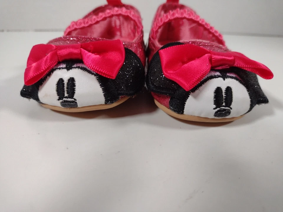 Sapatos infantis Disney Minnie Mouse rosa brilho bebê menina tamanho 0-6 meses - Imagem 2 de 4
