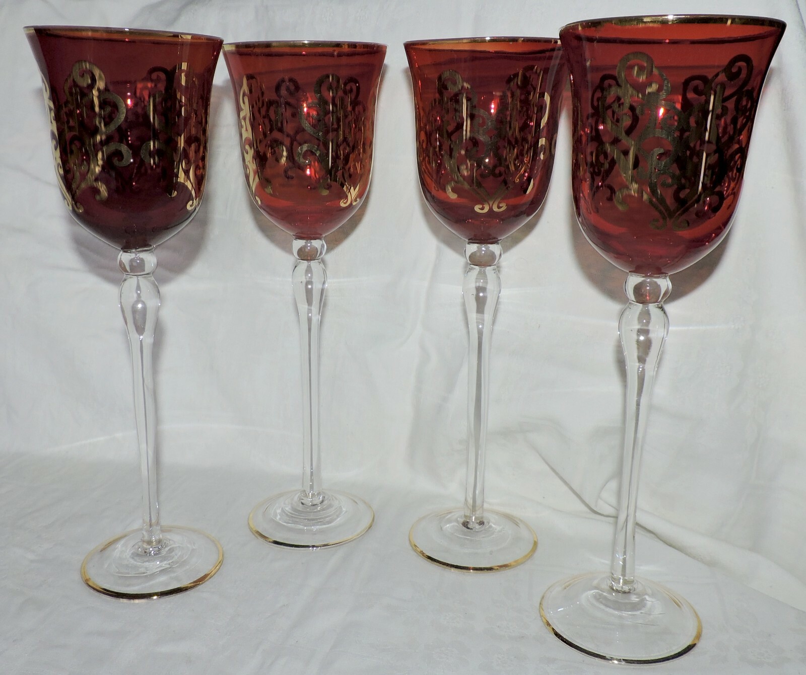 Lot 3 Verres à Pied 21cl - Fond Couleur - Verres Empilables Transparent
