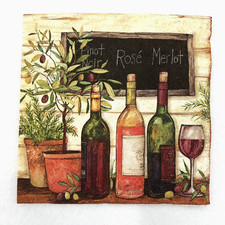 Cocktail Beverage Disposable Paper Napkins 20 Count 3 Ply Tuscan Wine and Olives