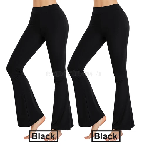 Damen ausgestelltes Bein Stretch Hose Schlaghose mittelhoch lang Bootcut Lounge Yoga - Bild 16 von 27