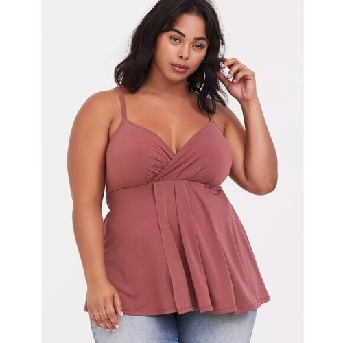 Torrid Studio Knit Surplice Babydoll Cami Apple Butter Pink Womens Size 0X Large - Picture 2 of 9