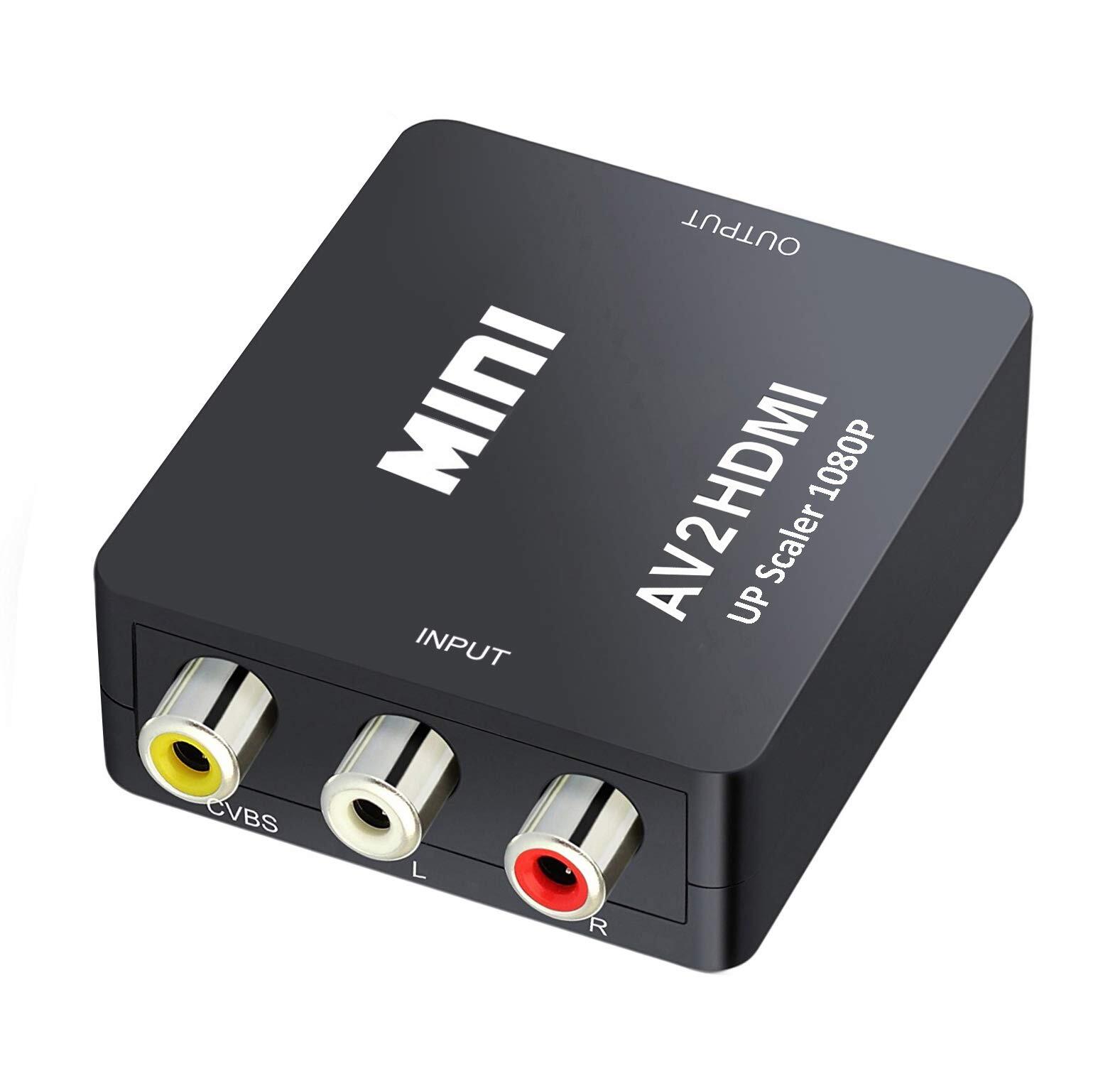 QGECEN Convertitore da RCA a HDMI, Adattatore RCA HDMI, Supporta PAL/NTSC con US