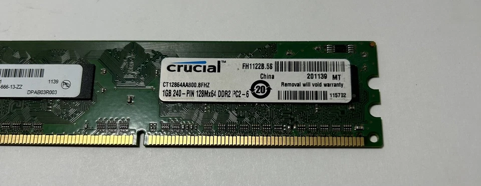 4GB (4-1GB) Crucial Micron 1Rx8 240-PIN 128Mx64 PC2-6400U-666-13-ZZ DDR2 RAM - Image 3 of 4