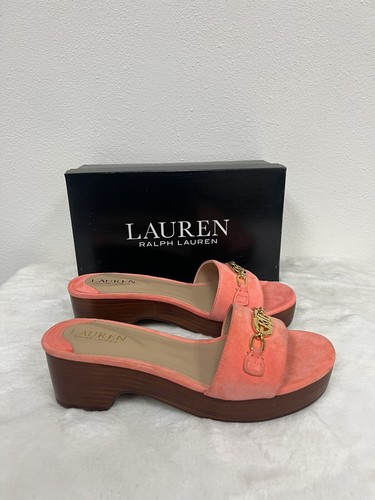 Lauren Ralph Lauren Women Platform Slide Sandals Roxanne Size US 8B Coral Pink - Picture 2 of 8