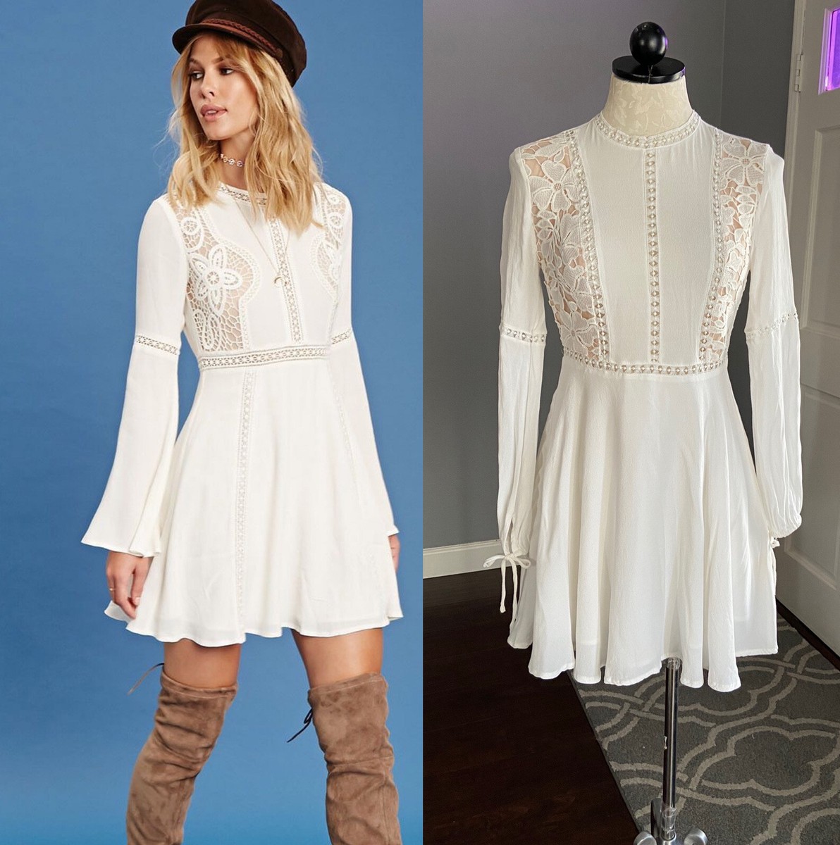 NWOT Forever 21 White Floral Lace Overlay Minidress Small