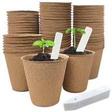 40Pcs 3.15 Inch Peat Pots Biodegradable Eco-Friendly Round Plant Seedling Sta...