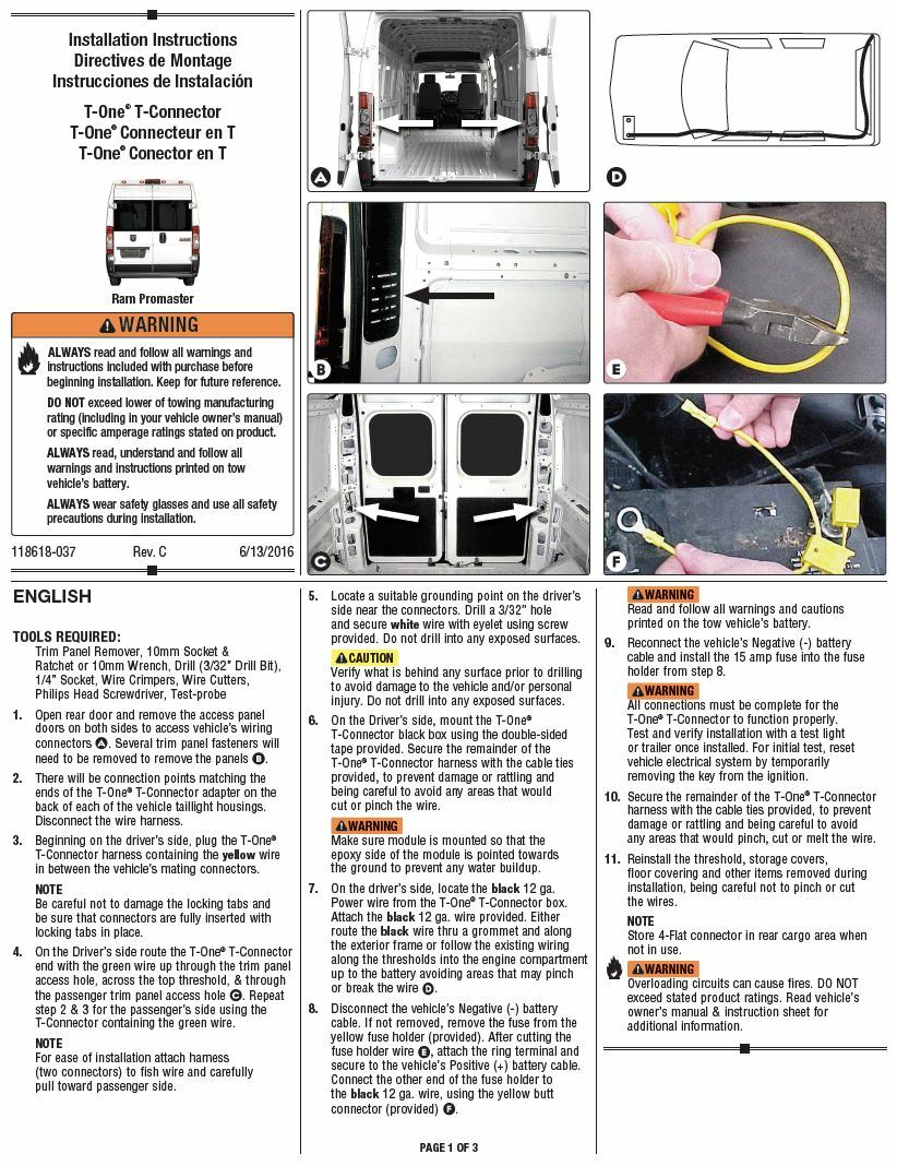 Trailer Tow Hitch For 1423 RAM ProMaster 1500 2500 3500 w/ Wiring