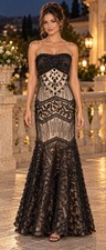 Marsoni Beaded Black Maxi Mermaid Dress Formal Evening Gown Size 14