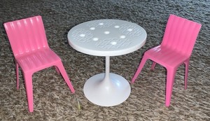 Barbie Doll Dream House Pink Chairs & Table