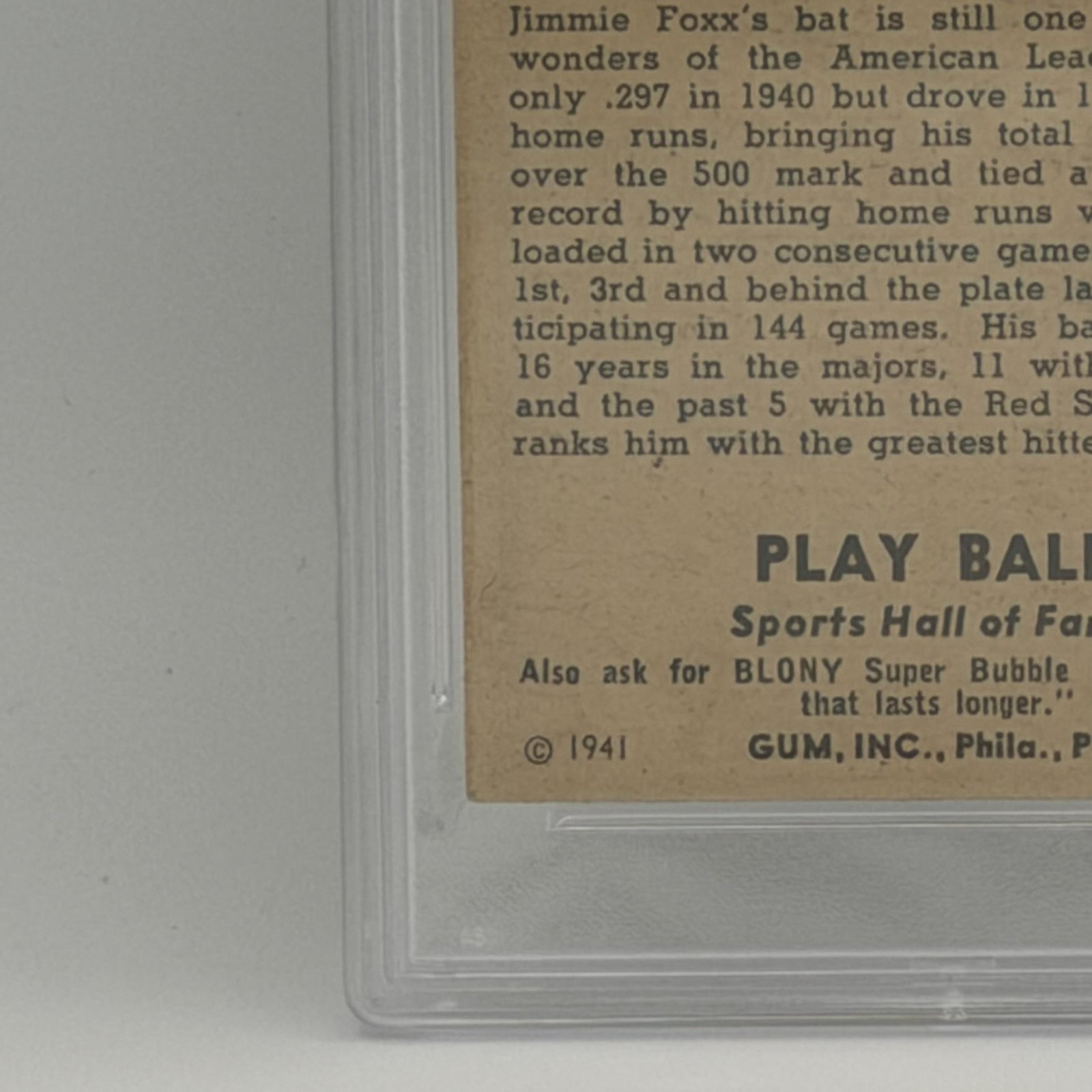 1941 Play Ball Jimmie Foxx #13 PSA 2 Boston Red Sox MLB HOF Card Vintage view 10