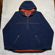 VTG GAP Fleece Anorak Hoodie Half Zip Pullover Men s XL Navy Polar Kanye 90s Y2K