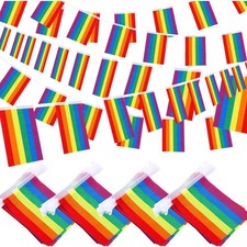 Rainbow Pride Banners 4 Pack, 34 Feet String Flags for Festival