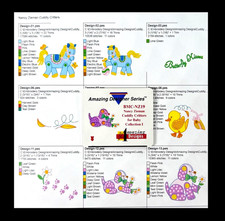 Carta disegni ricamo Cuddly Critters per Deco 600 Brother Baby Lock bianco