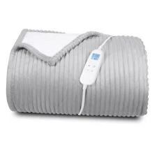 Heated Blanket 84x90 Inch, Heated Throw Blanket Soft Flannel, Fast Heating Grey