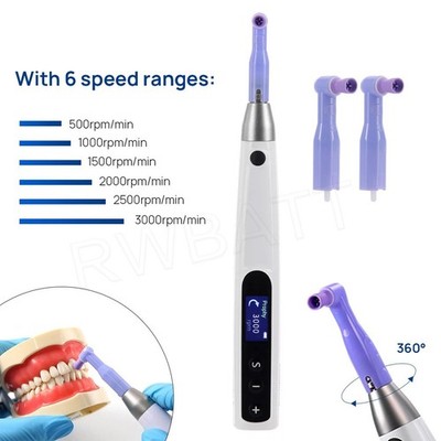 Dental Cordless Electric Hygiene Prophy Handpiece 360° Swivel + 2 Prophy Angles