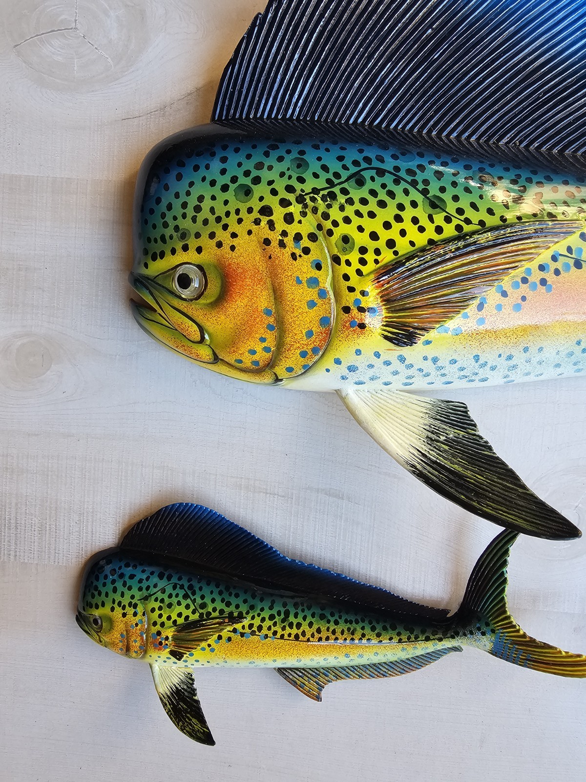 Mahi Hand Painted 28" 18" 12" Replica Dorado Wall Mount Sculpture Fish Set of 3