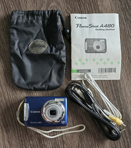 Canon Powershot A480 Blue Camera 3x zoom Camera 10MP Accessories Tested Works