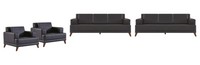 Ledersofas Komplett-Set 3-Sitzer Sessel Schwarz Polster Kissen Modern