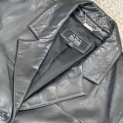 Wilsons Pelle Studio Black Italian Leather Mens 2XL Blazer Jacket Coat 24 x 31
