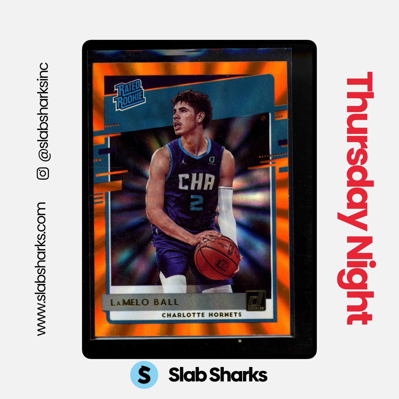 2020 PANINI DONRUSS #202 LAMELO BALL HOLO ORANGE LASER RC ROOKIE