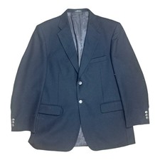 Stafford Blazer Mens 42R Navy Blue Worsted Wool Blend Two Button Jacket