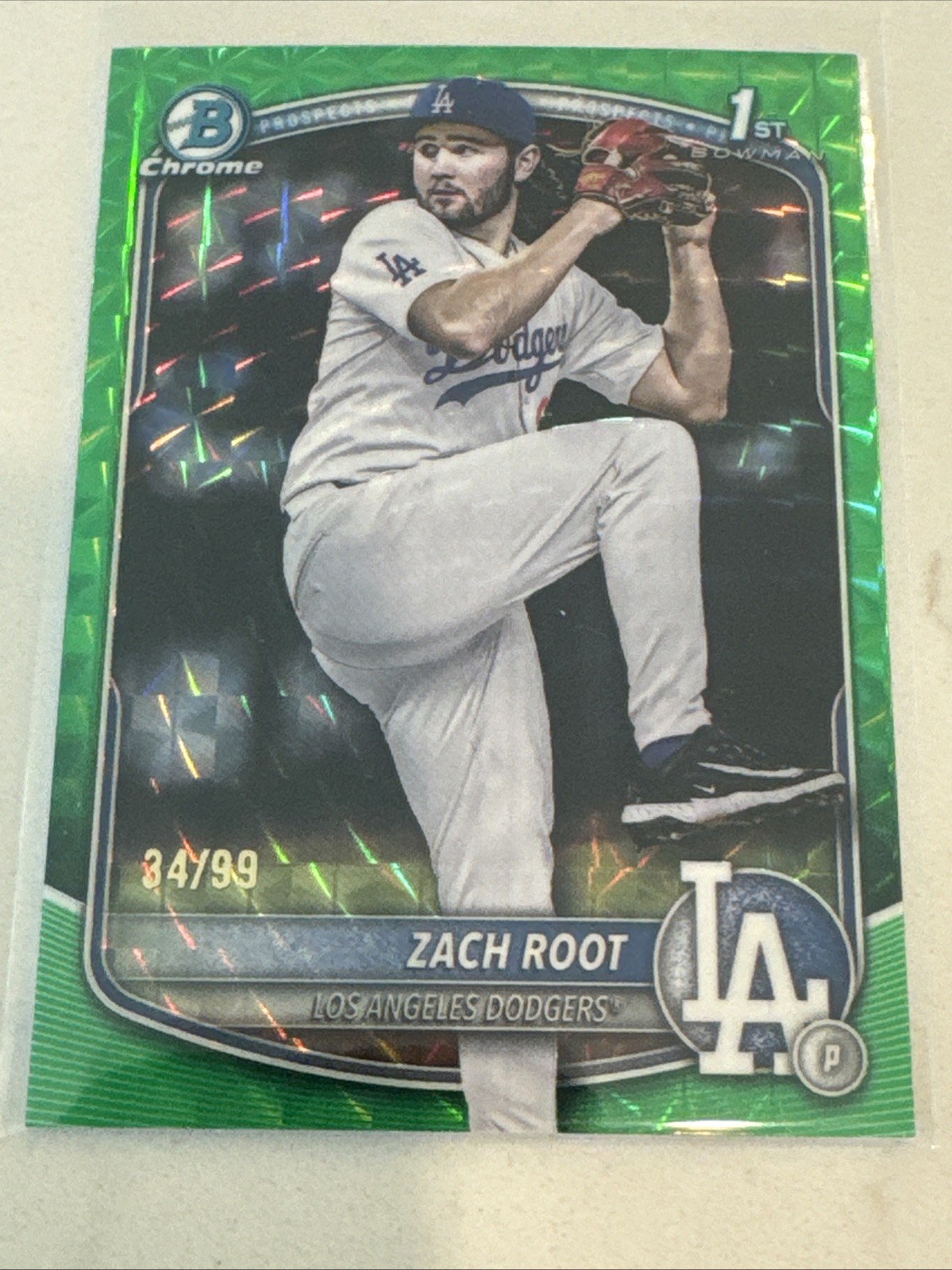 2025 Bowman Draft - Chrome Zach Root #BDC-22 Green Geometric Refractor /99 (RC)