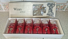 Regent White Flower And Gold Rim WINE Glasses By Dema Set of 6 Vintage
