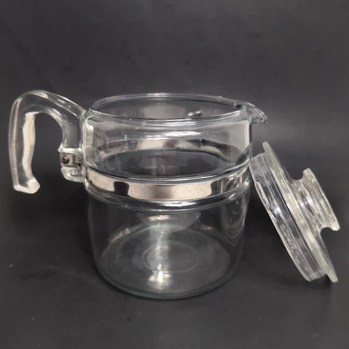 Vintage Pyrex Flameware Glass Percolator 6 Cup Coffee Pot and Lid 7756 MCM