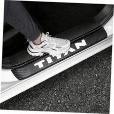 Carbon Fiber Leather Door Sill Guards foritan   4Pcs Anti-Scratch Kick Plate T
