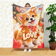 Dog Hearts Coral Fleece Blanket Love Lettering Pet Decor