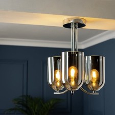 Home Ombre Glass 3 Light Flush to Ceiling Light in Chrome