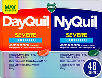 VICKS Dayquil & Nyquil SEVERE Co-Pack, Cold & Flu Medicine, Powerful Relief for 
