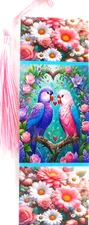LOVE BIRDS PURPLE/PINK/AQUA/FLOWERS, DOG,CAT, FAIRIES,BIRDS - BOOKMARKS