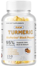 250 Capsules Turmeric Curcumin 5000mg Herbal Extract with BioPerine 200mg