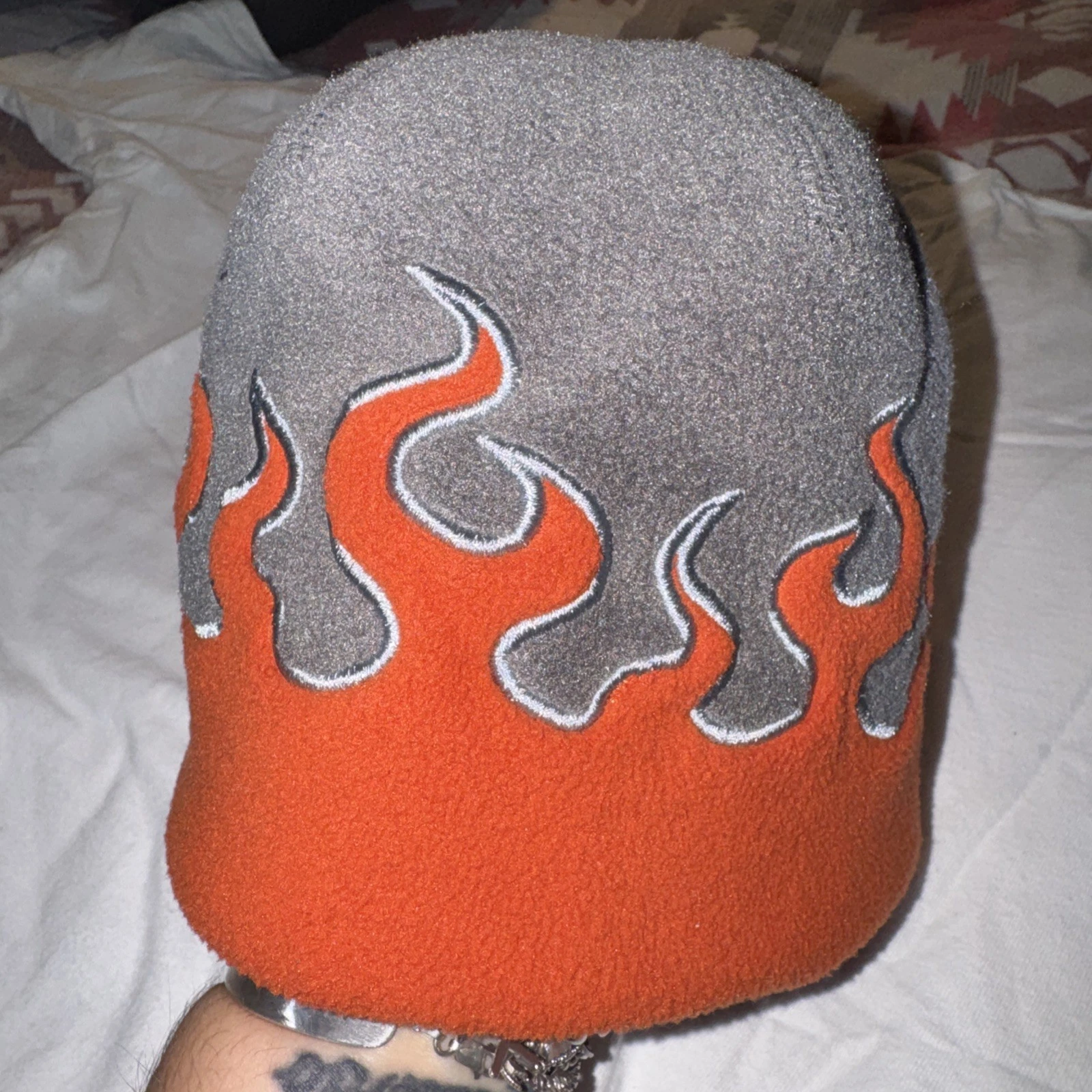 LL Bean Flame Beanie Cap Fleece Fire beanie hat kids small